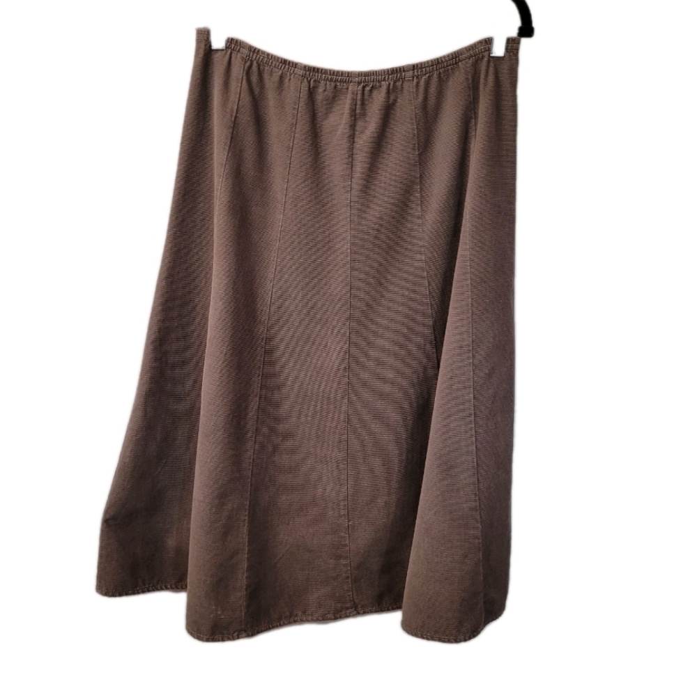 J Jill Brown Corduroy Paneled A Line Midi Skirt Size Medium Thin Whale Autumn